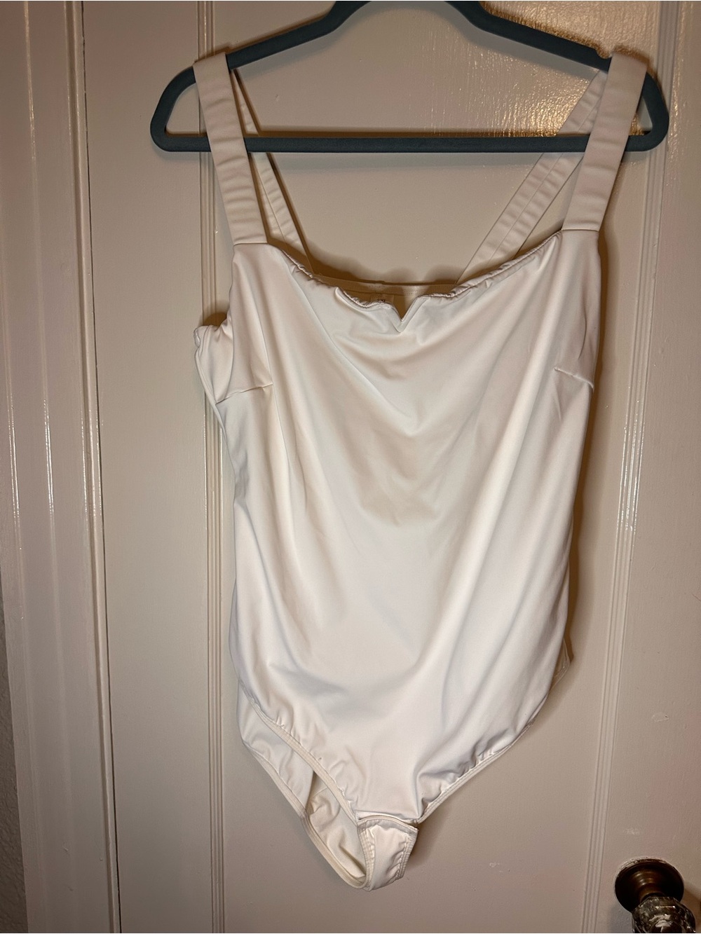 White One-Piece Swimsuit with Wide Straps